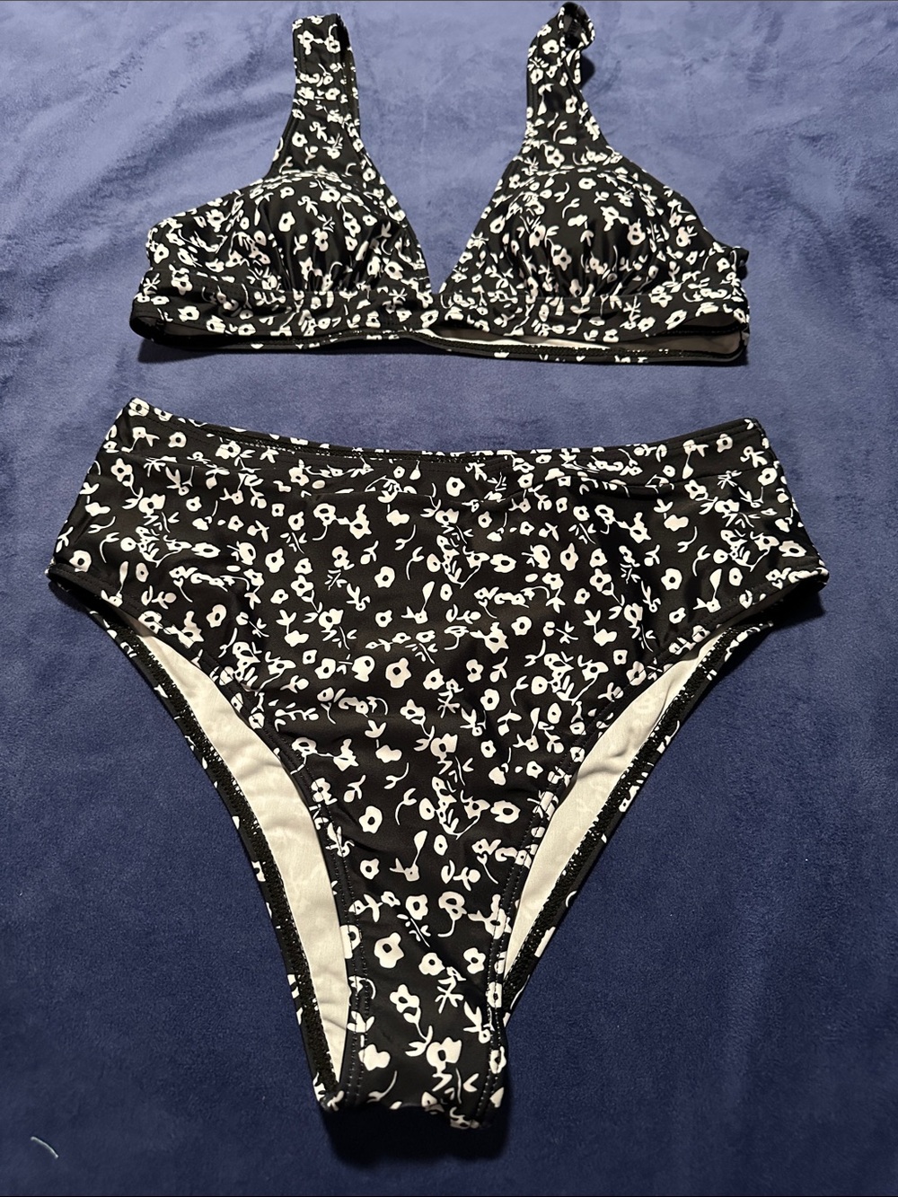 Black & White Floral Two-Piece Bikini Set